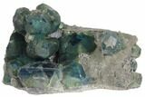 Blue-Green Cuboctahedral Fluorite on Sparkling Quartz - China #147084-1